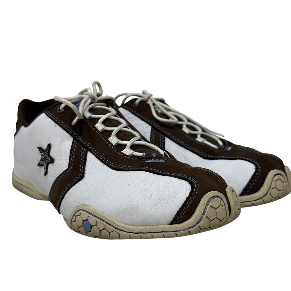 Converse Womens‎ All Star Brown White Leather Lace Up Sneakers 5W445 Size 10